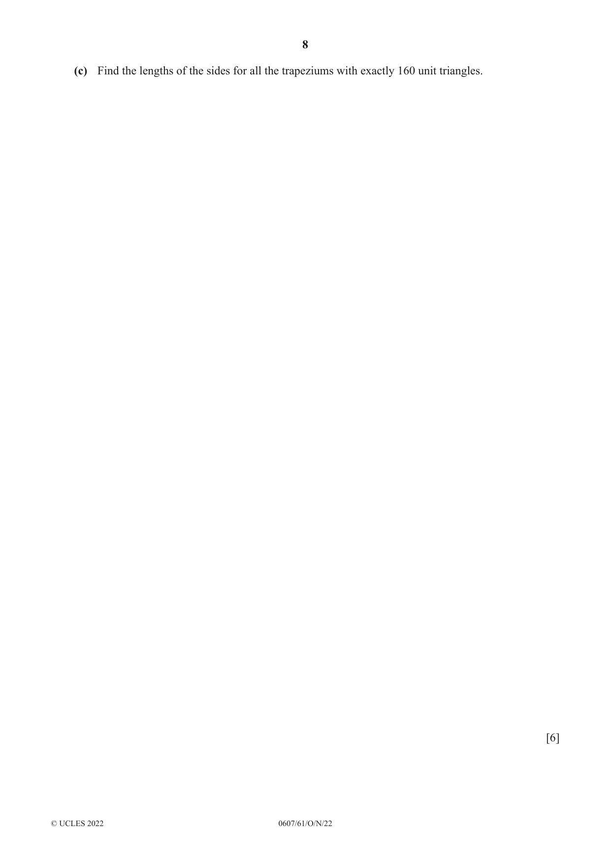 Cambridge IGCSE Mathematics - International 0607 2022 Oct/Nov Paper 6 · Variant 1 question paper, page 8 of 16