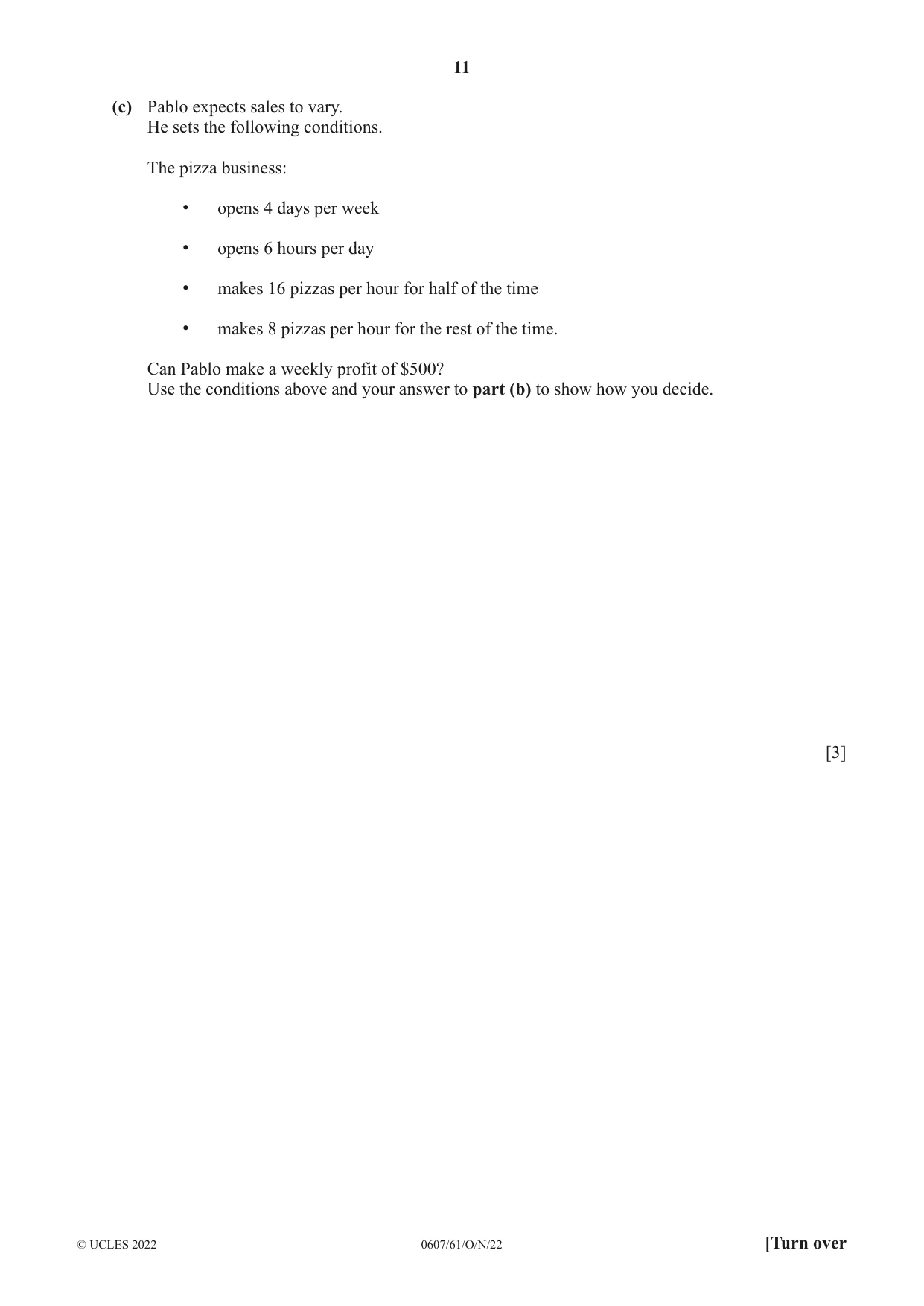 Cambridge IGCSE Mathematics - International 0607 2022 Oct/Nov Paper 6 · Variant 1 question paper, page 11 of 16