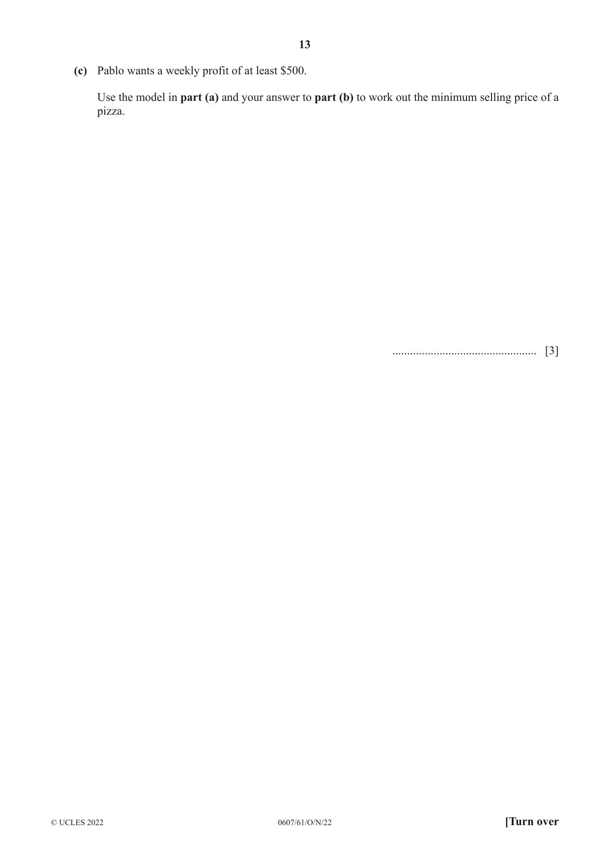 Cambridge IGCSE Mathematics - International 0607 2022 Oct/Nov Paper 6 · Variant 1 question paper, page 13 of 16