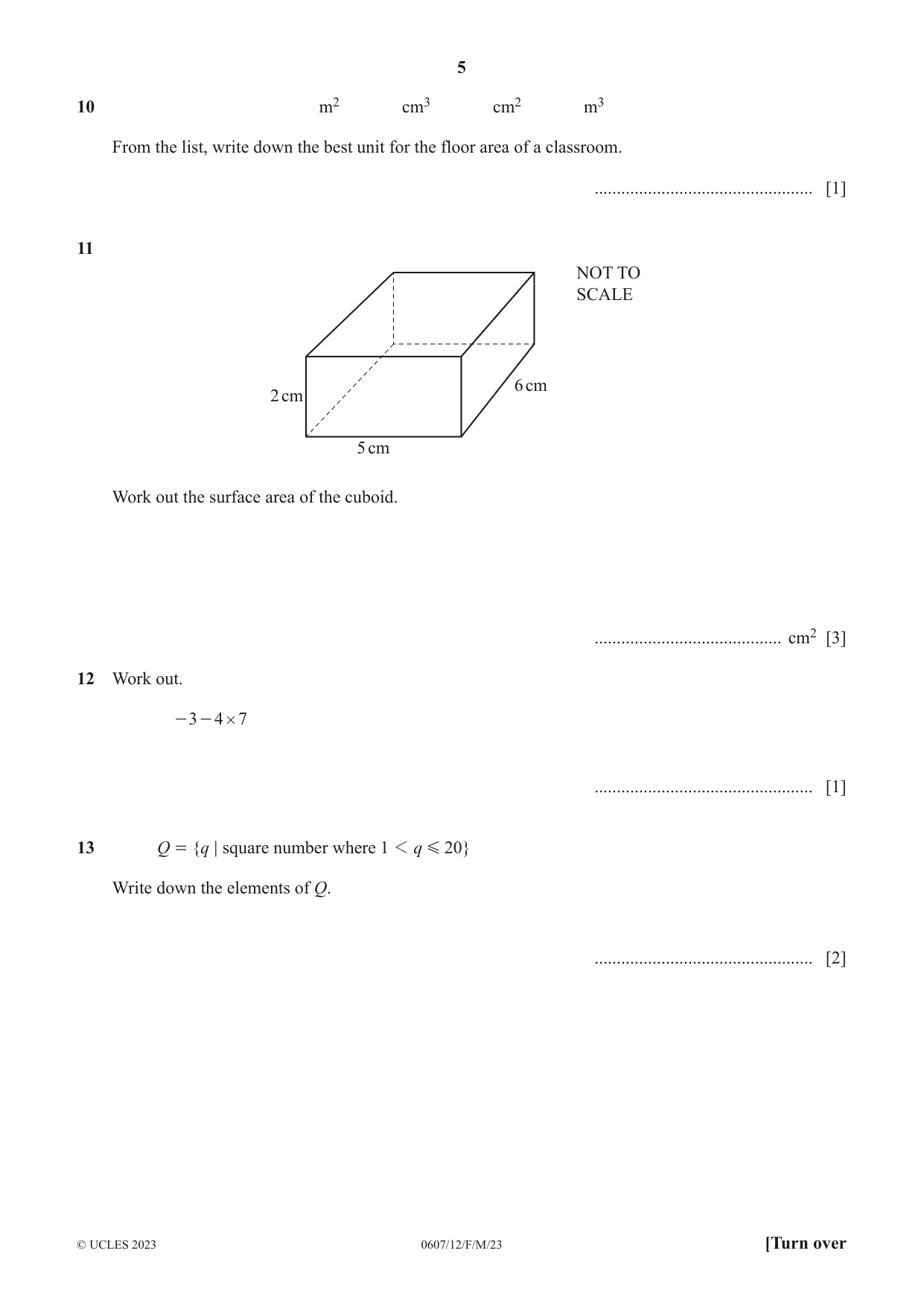Cambridge IGCSE Mathematics - International 0607 2023 Feb/March Paper 1 · Variant 2 question paper, page 5 of 8
