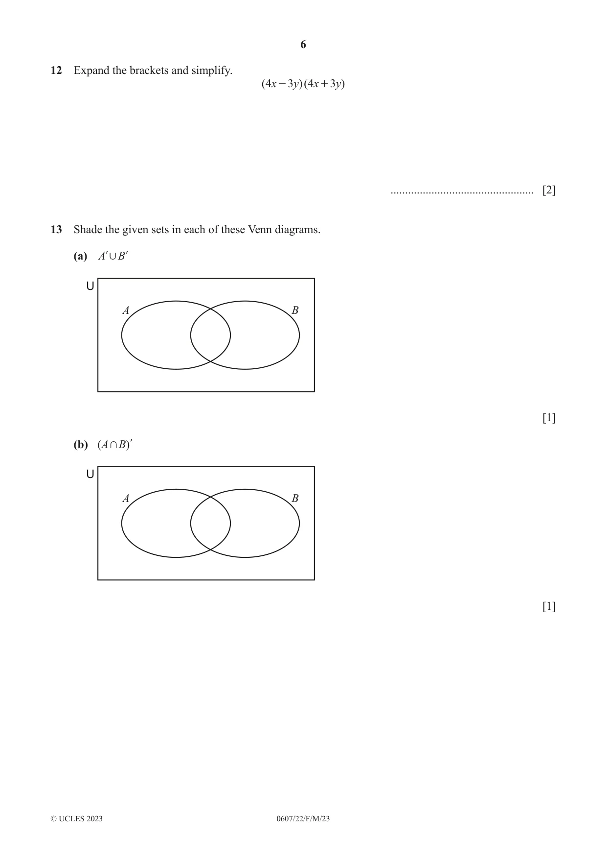 Cambridge IGCSE Mathematics - International 0607 2023 Feb/March Paper 2 · Variant 2 question paper, page 6 of 8