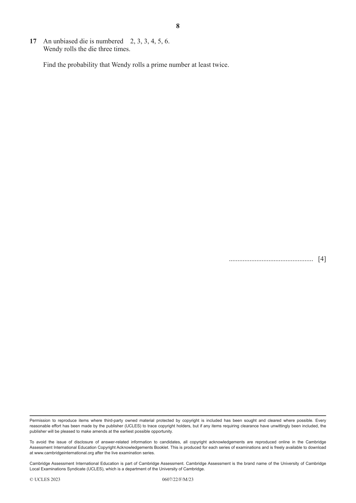 Cambridge IGCSE Mathematics - International 0607 2023 Feb/March Paper 2 · Variant 2 question paper, page 8 of 8