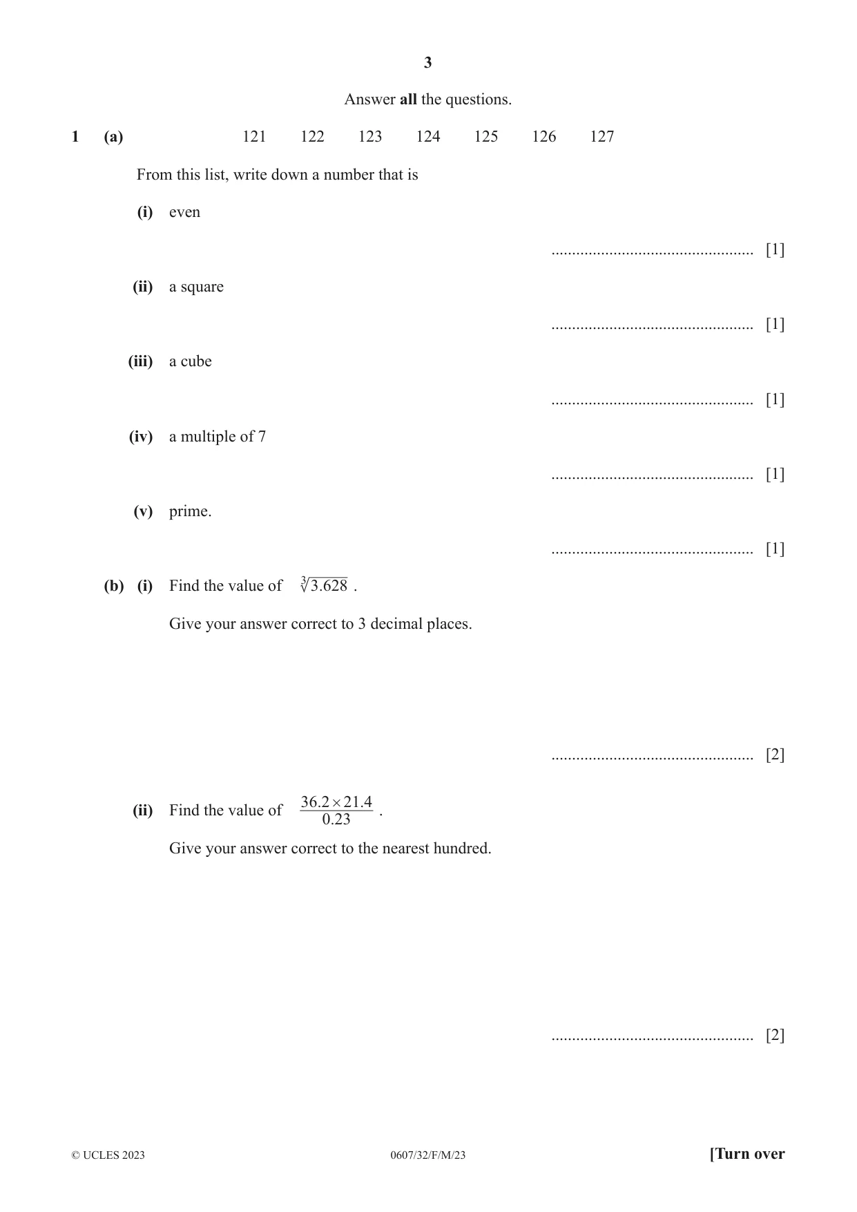 Cambridge IGCSE Mathematics - International 0607 2023 Feb/March Paper 3 · Variant 2 question paper, page 3 of 16