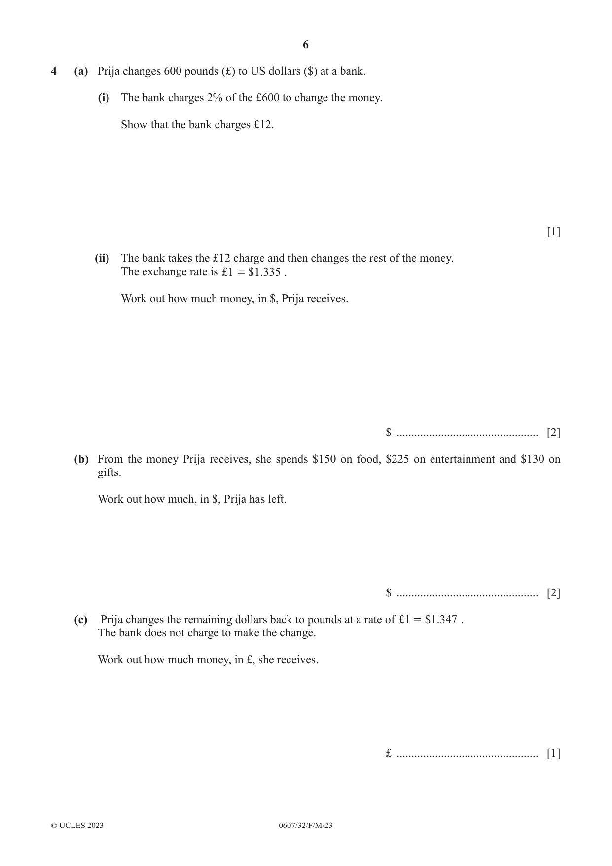 Cambridge IGCSE Mathematics - International 0607 2023 Feb/March Paper 3 · Variant 2 question paper, page 6 of 16