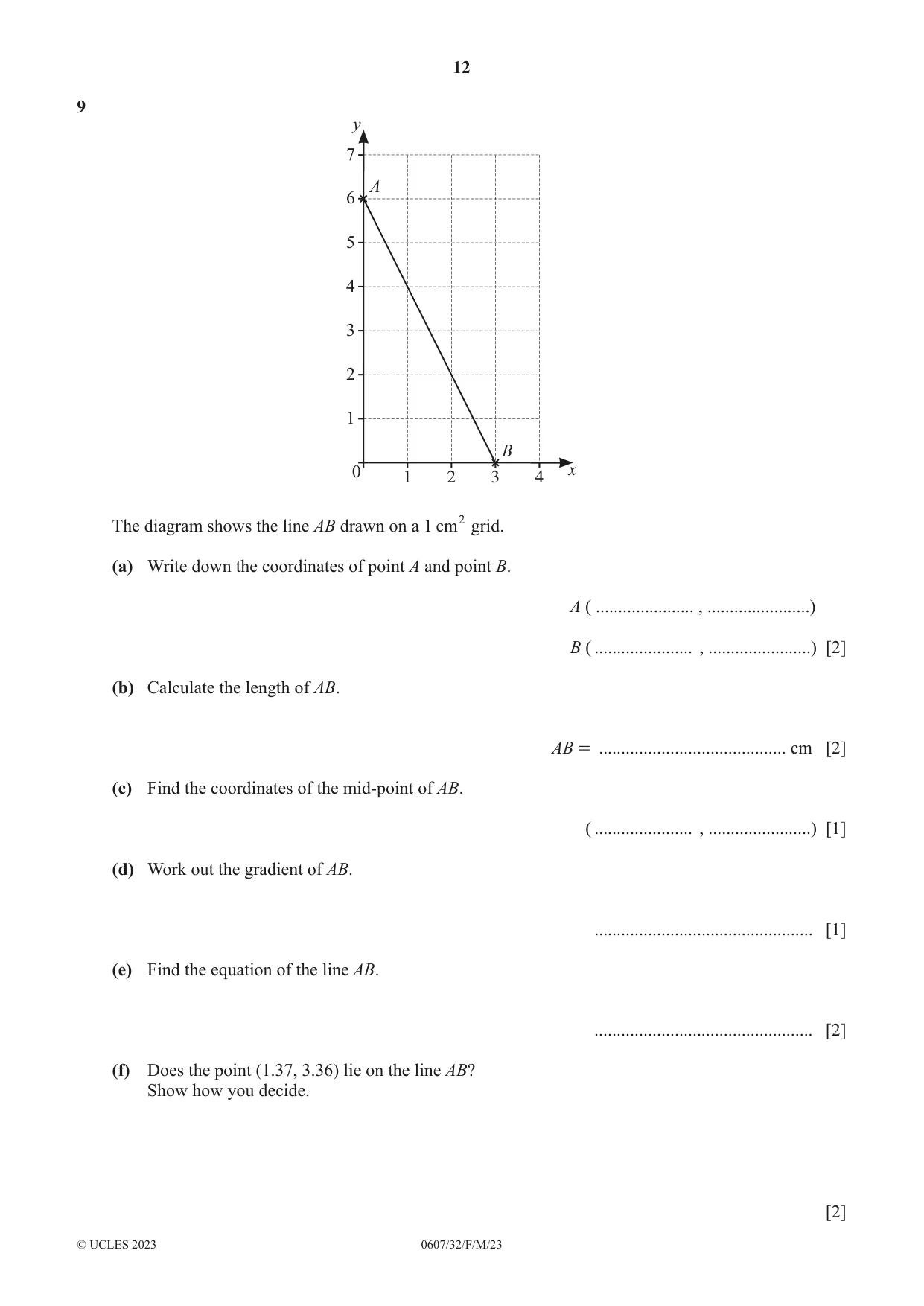 Cambridge IGCSE Mathematics - International 0607 2023 Feb/March Paper 3 · Variant 2 question paper, page 12 of 16