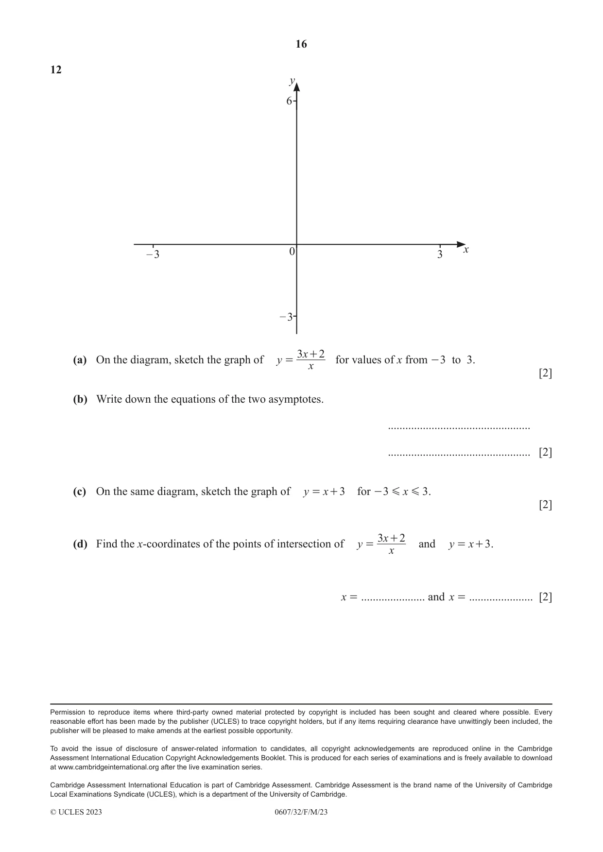 Cambridge IGCSE Mathematics - International 0607 2023 Feb/March Paper 3 · Variant 2 question paper, page 16 of 16