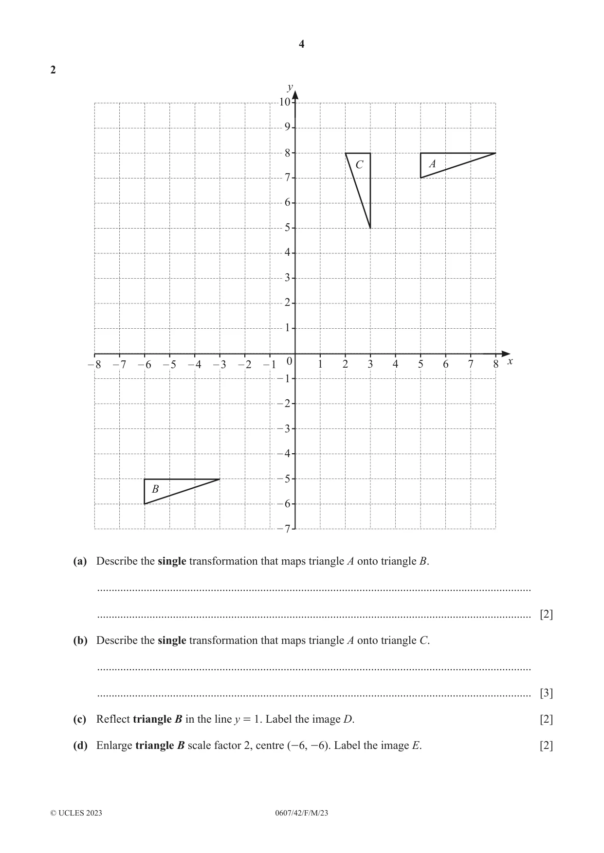 Cambridge IGCSE Mathematics - International 0607 2023 Feb/March Paper 4 · Variant 2 question paper, page 4 of 20