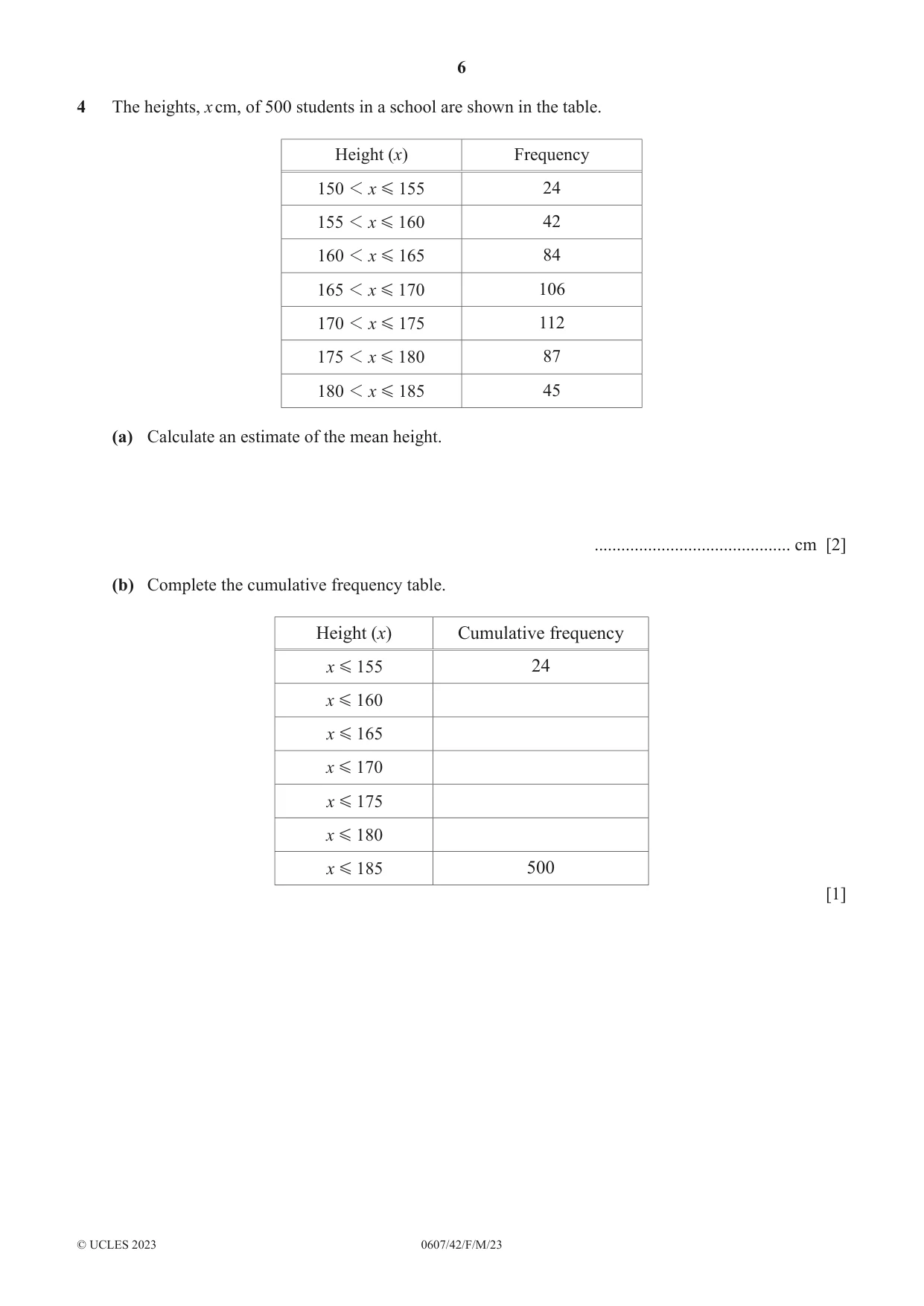 Cambridge IGCSE Mathematics - International 0607 2023 Feb/March Paper 4 · Variant 2 question paper, page 6 of 20