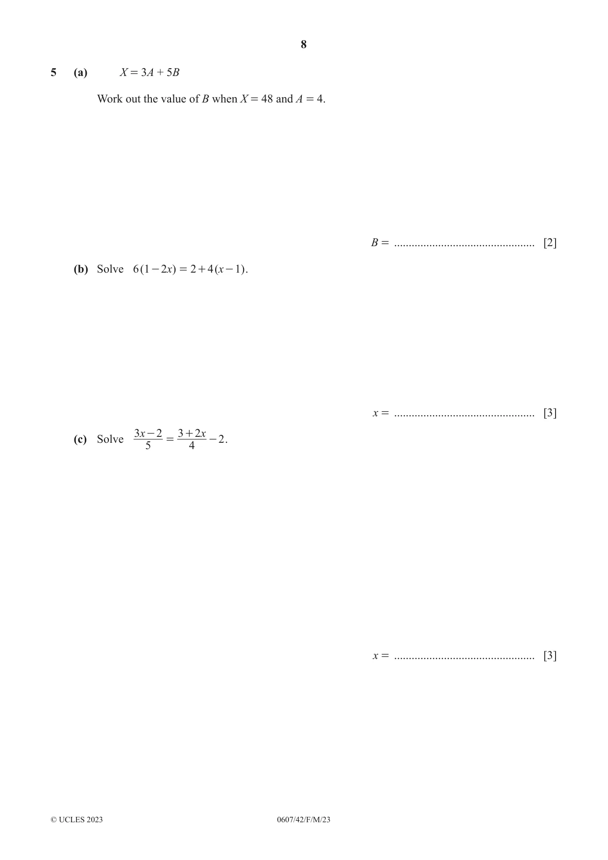 Cambridge IGCSE Mathematics - International 0607 2023 Feb/March Paper 4 · Variant 2 question paper, page 8 of 20