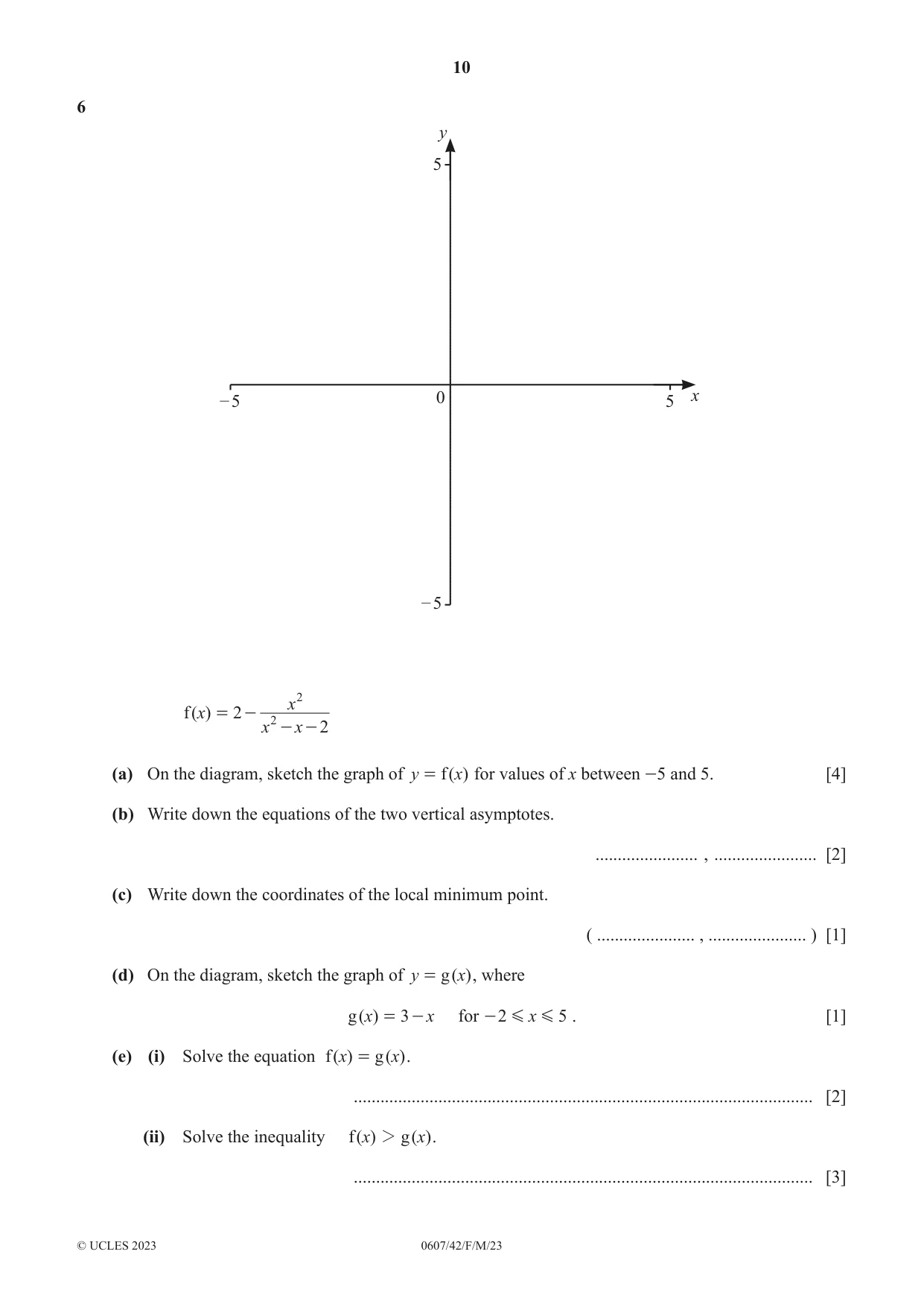 Cambridge IGCSE Mathematics - International 0607 2023 Feb/March Paper 4 · Variant 2 question paper, page 10 of 20