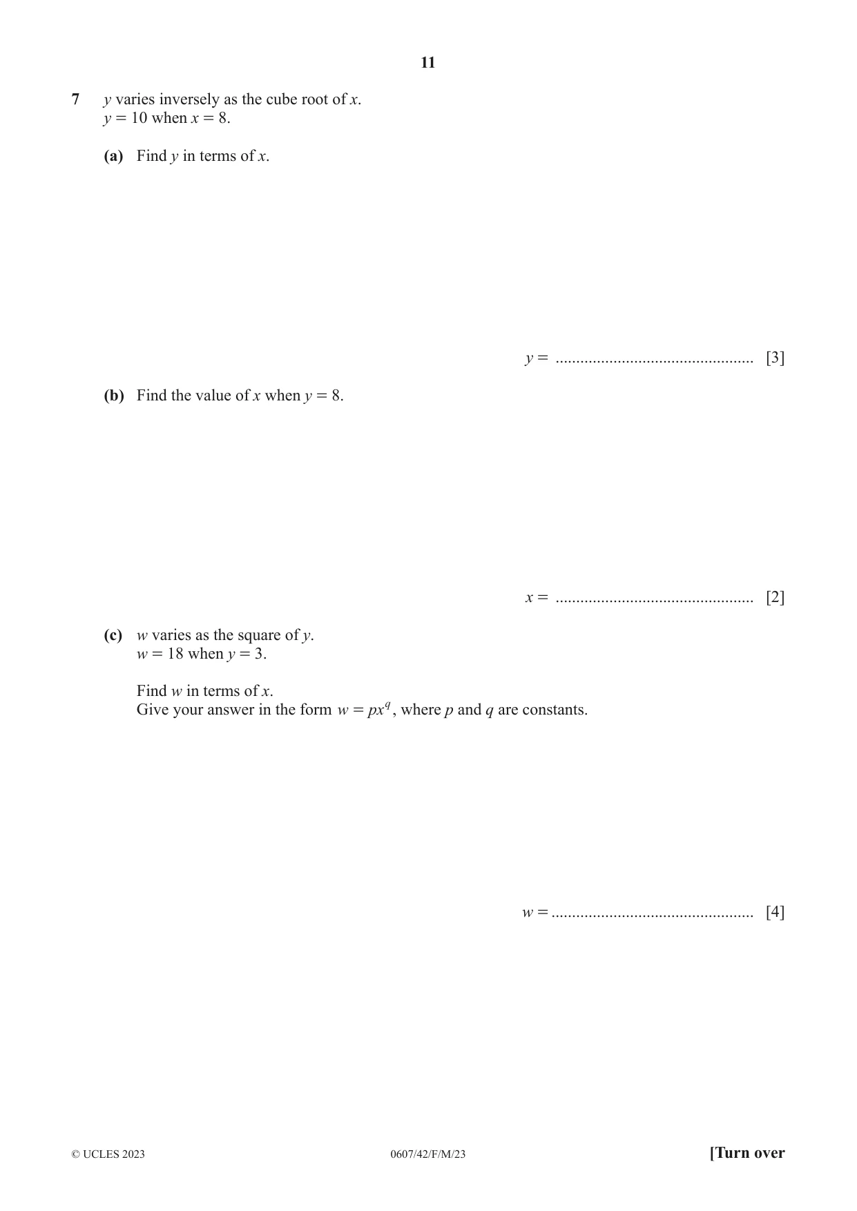 Cambridge IGCSE Mathematics - International 0607 2023 Feb/March Paper 4 · Variant 2 question paper, page 11 of 20