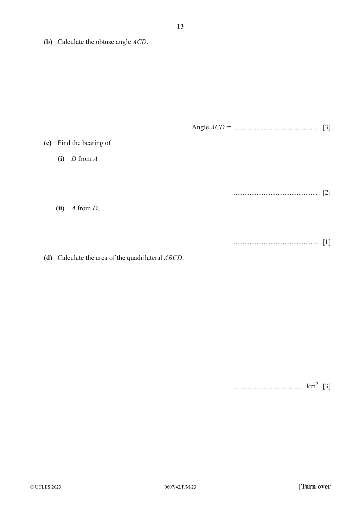 Cambridge IGCSE Mathematics - International 0607 2023 Feb/March Paper 4 · Variant 2 question paper, page 13 of 20