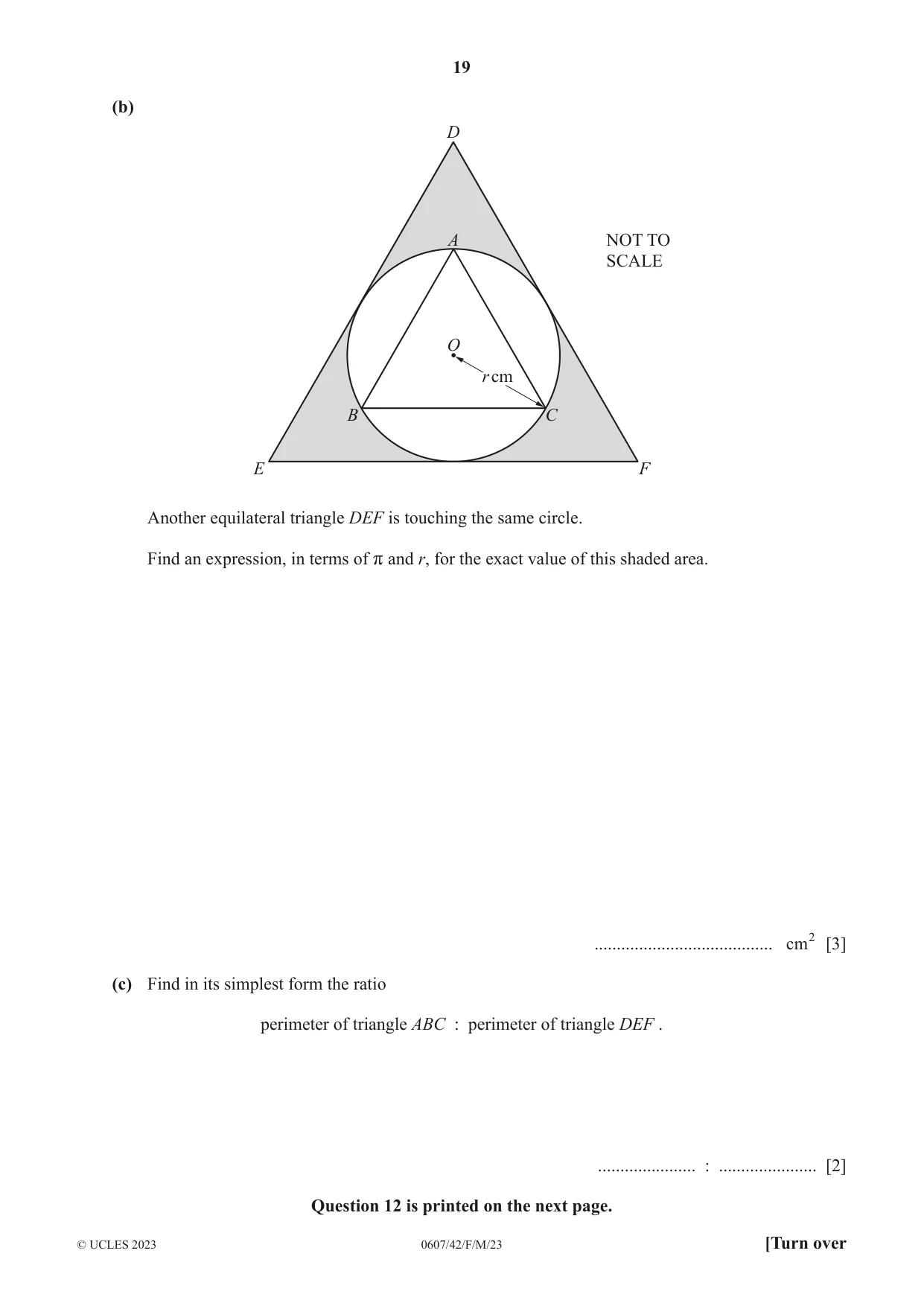 Cambridge IGCSE Mathematics - International 0607 2023 Feb/March Paper 4 · Variant 2 question paper, page 19 of 20