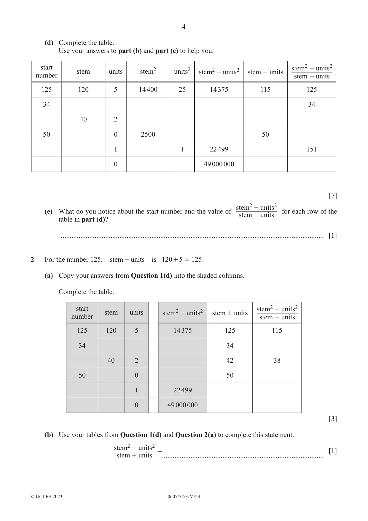 Cambridge IGCSE Mathematics - International 0607 2023 Feb/March Paper 5 · Variant 2 question paper, page 4 of 8
