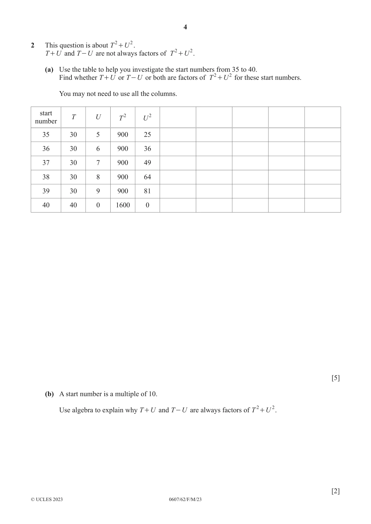 Cambridge IGCSE Mathematics - International 0607 2023 Feb/March Paper 6 · Variant 2 question paper, page 4 of 16