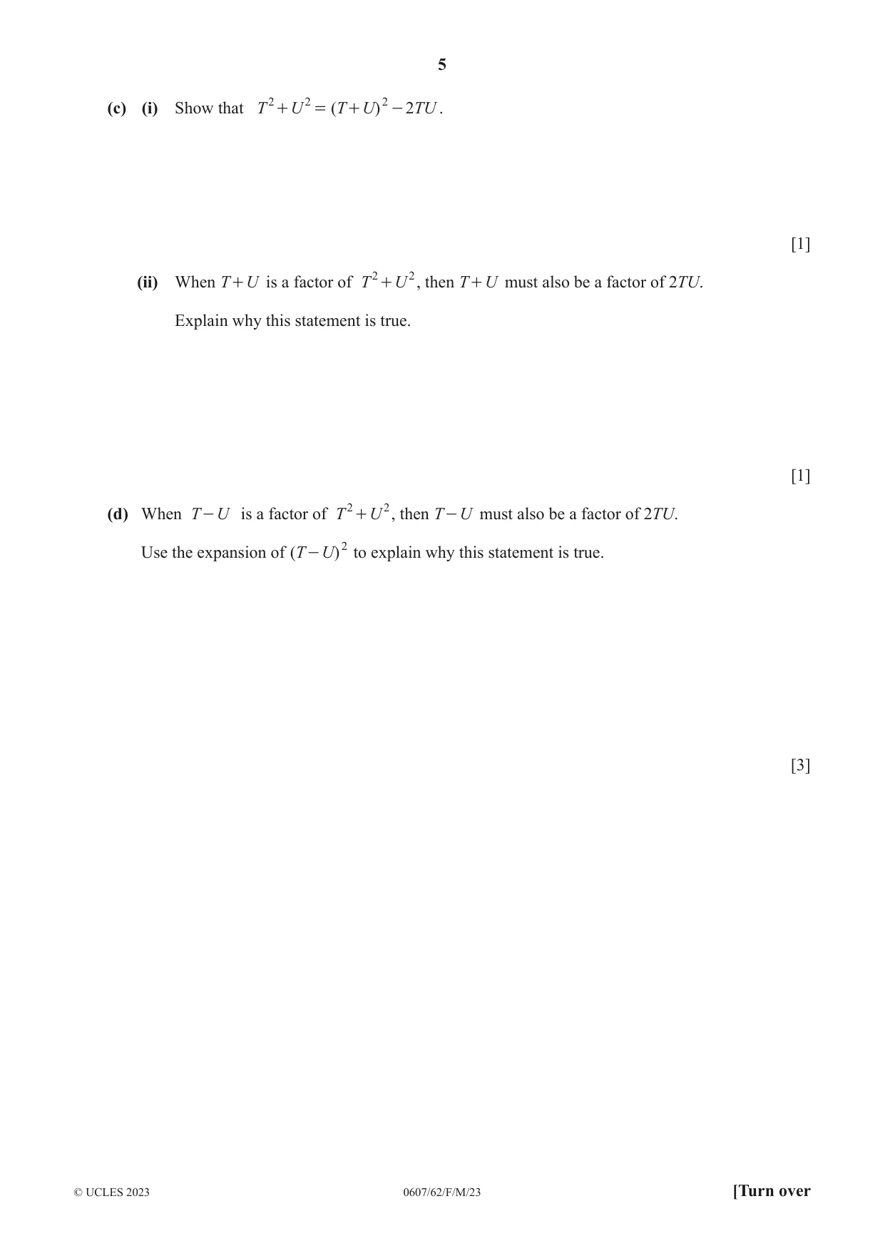 Cambridge IGCSE Mathematics - International 0607 2023 Feb/March Paper 6 · Variant 2 question paper, page 5 of 16