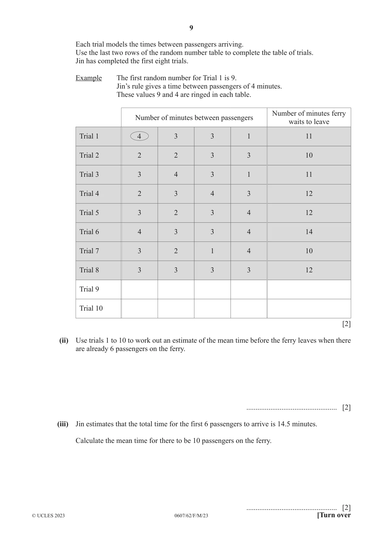 Cambridge IGCSE Mathematics - International 0607 2023 Feb/March Paper 6 · Variant 2 question paper, page 9 of 16