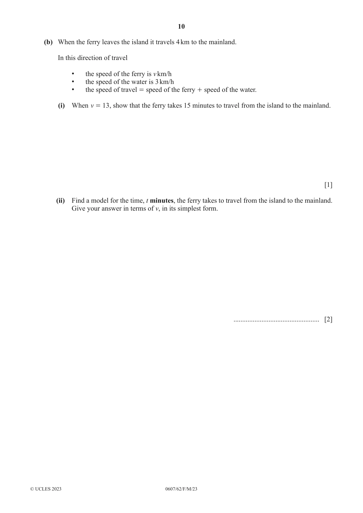 Cambridge IGCSE Mathematics - International 0607 2023 Feb/March Paper 6 · Variant 2 question paper, page 10 of 16