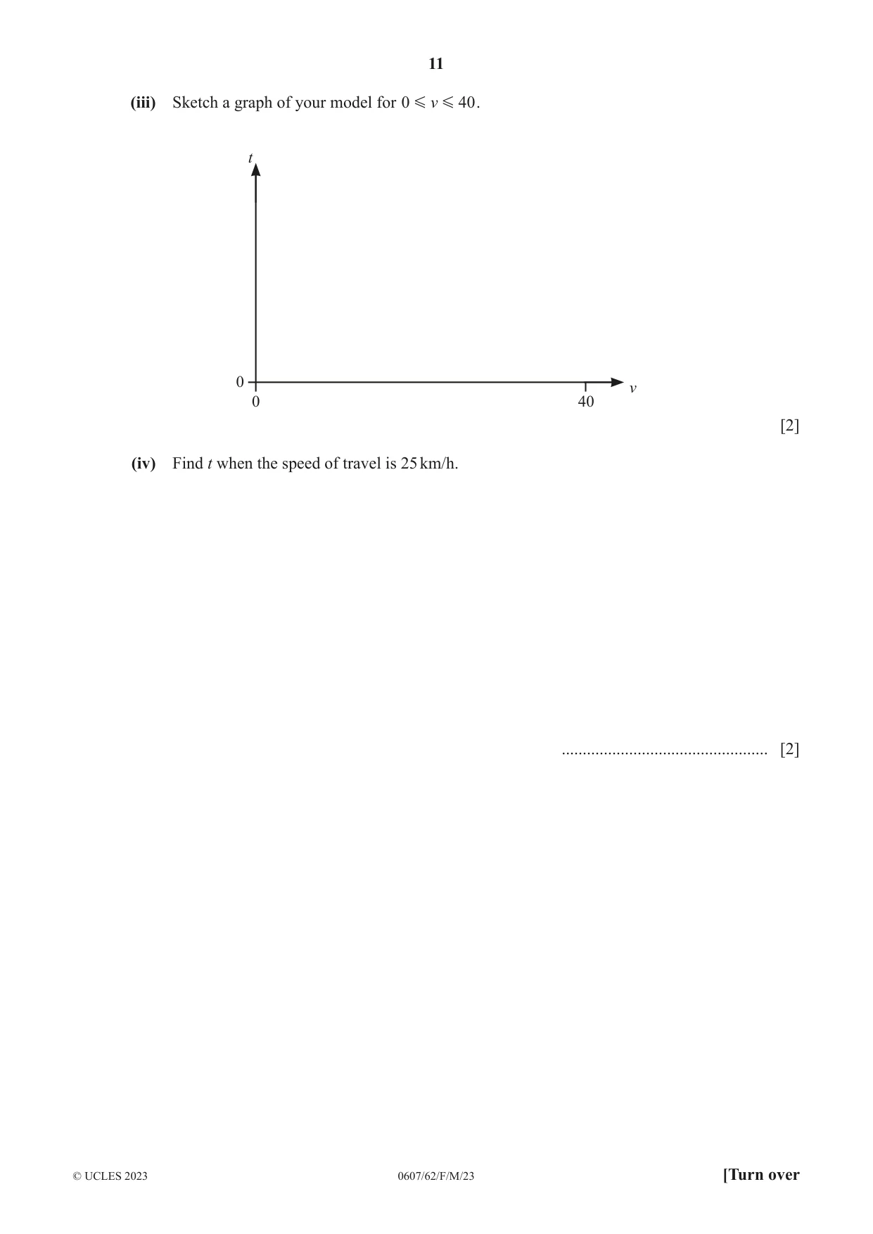 Cambridge IGCSE Mathematics - International 0607 2023 Feb/March Paper 6 · Variant 2 question paper, page 11 of 16