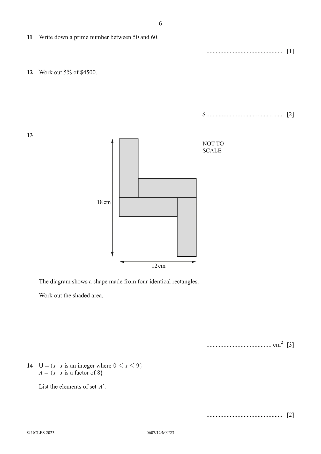 Cambridge IGCSE Mathematics - International 0607 2023 May/June Paper 1 · Variant 2 question paper, page 6 of 8
