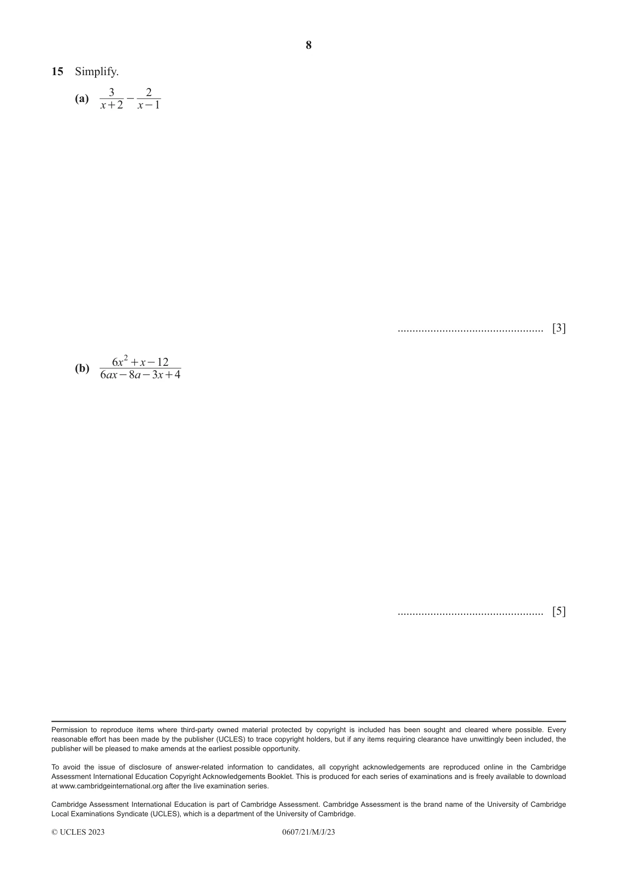 Cambridge IGCSE Mathematics - International 0607 2023 May/June Paper 2 · Variant 1 question paper, page 8 of 8