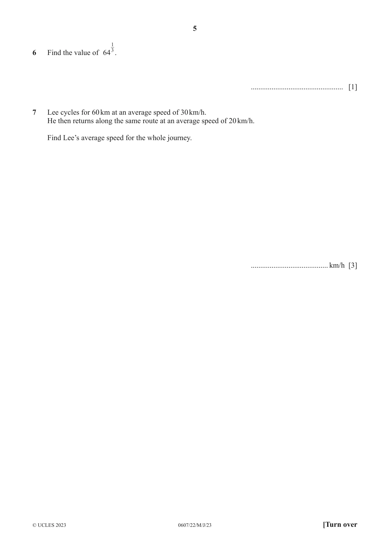 Cambridge IGCSE Mathematics - International 0607 2023 May/June Paper 2 · Variant 2 question paper, page 5 of 12