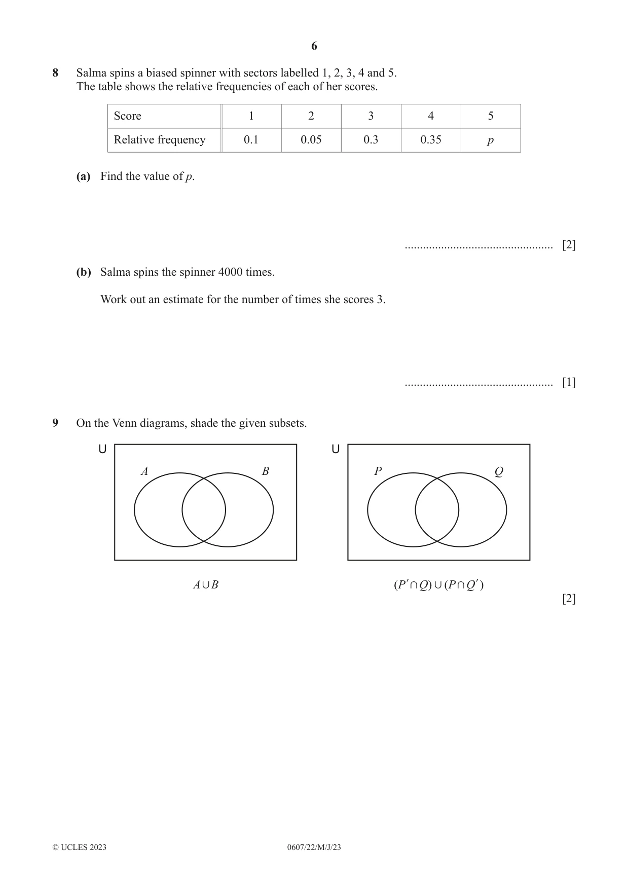 Cambridge IGCSE Mathematics - International 0607 2023 May/June Paper 2 · Variant 2 question paper, page 6 of 12