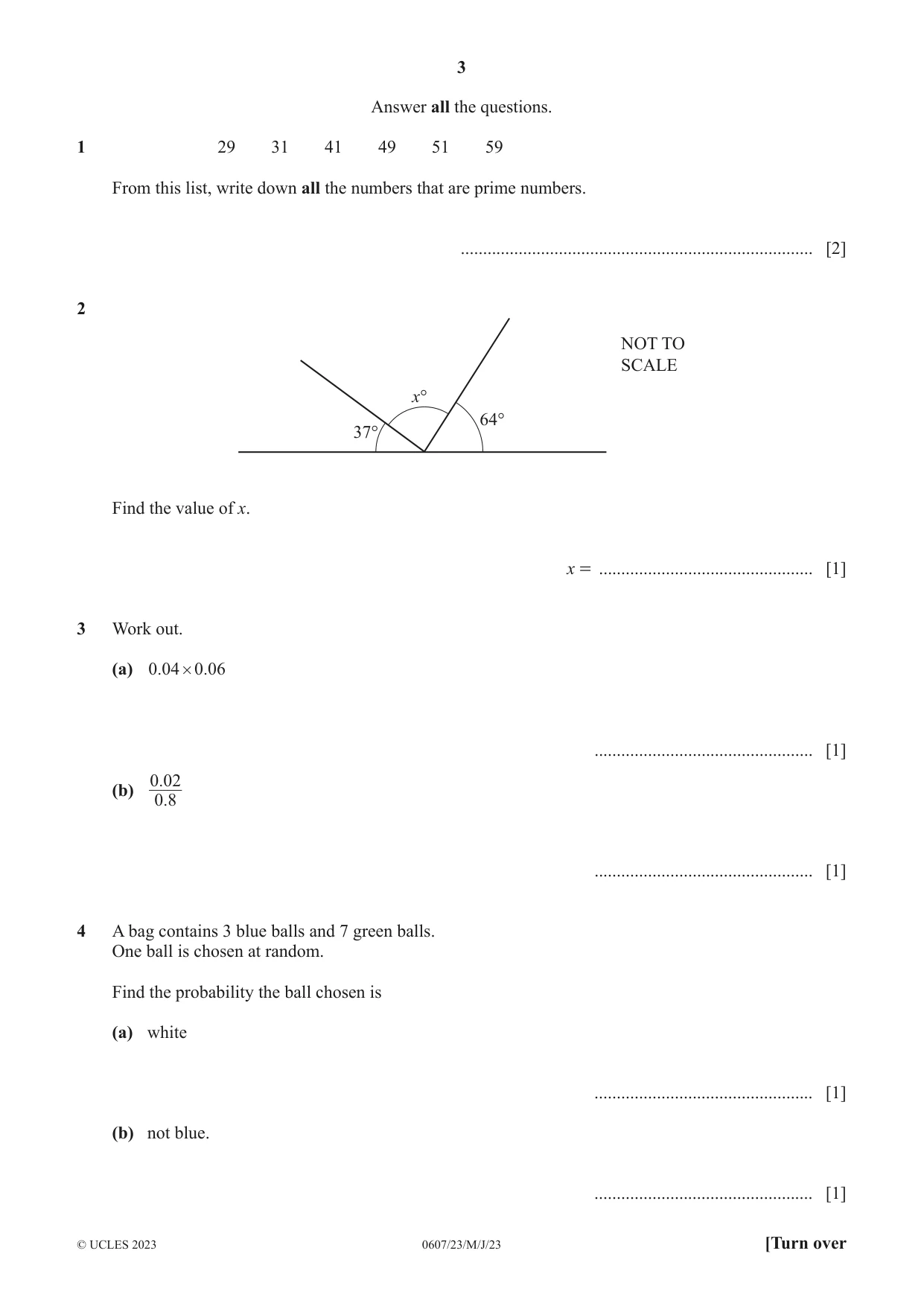 Cambridge IGCSE Mathematics - International 0607 2023 May/June Paper 2 · Variant 3 question paper, page 3 of 8