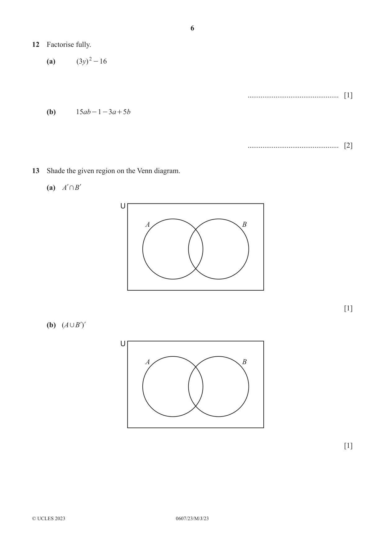 Cambridge IGCSE Mathematics - International 0607 2023 May/June Paper 2 · Variant 3 question paper, page 6 of 8