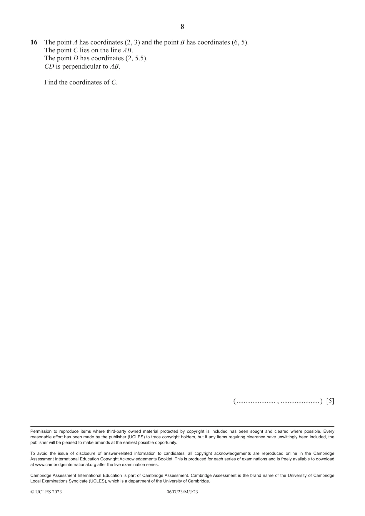 Cambridge IGCSE Mathematics - International 0607 2023 May/June Paper 2 · Variant 3 question paper, page 8 of 8