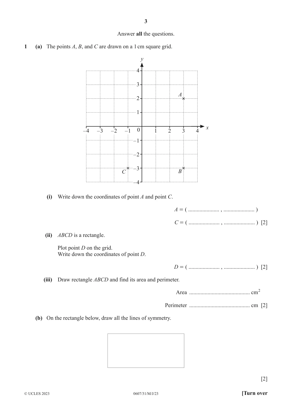 Cambridge IGCSE Mathematics - International 0607 2023 May/June Paper 3 · Variant 1 question paper, page 3 of 16