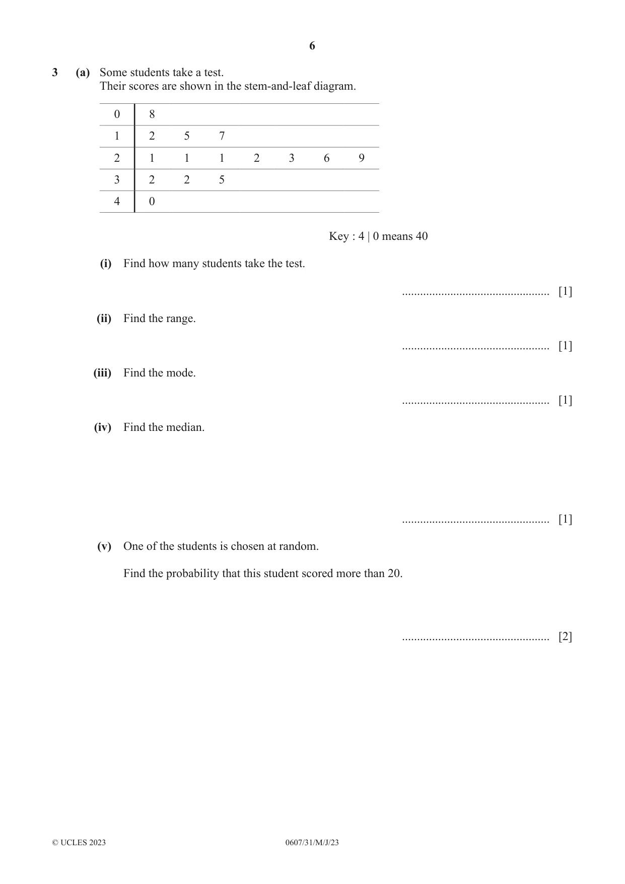 Cambridge IGCSE Mathematics - International 0607 2023 May/June Paper 3 · Variant 1 question paper, page 6 of 16