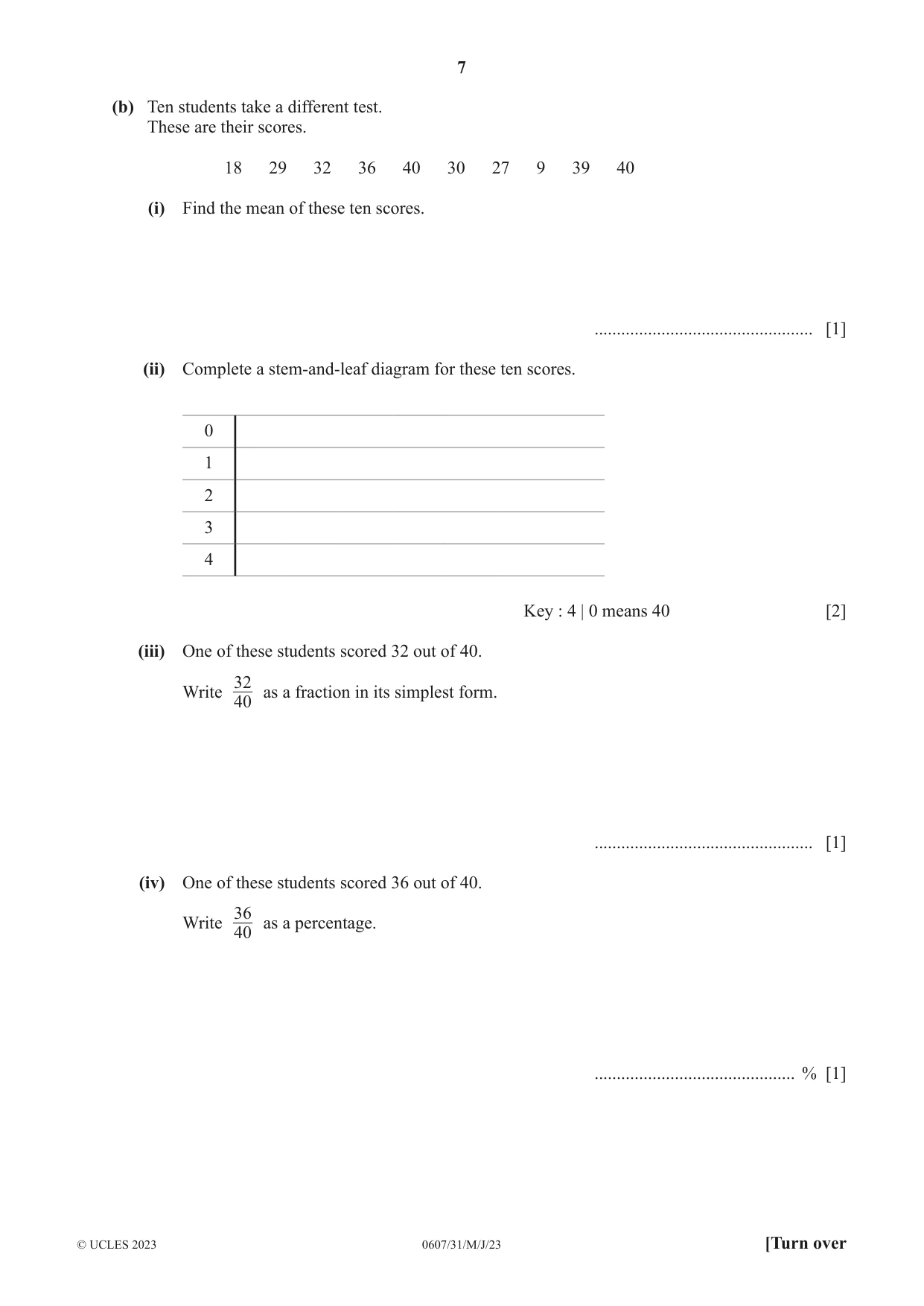 Cambridge IGCSE Mathematics - International 0607 2023 May/June Paper 3 · Variant 1 question paper, page 7 of 16