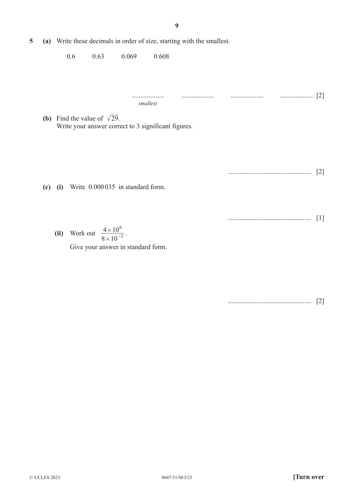Cambridge IGCSE Mathematics - International 0607 2023 May/June Paper 3 · Variant 1 question paper, page 9 of 16
