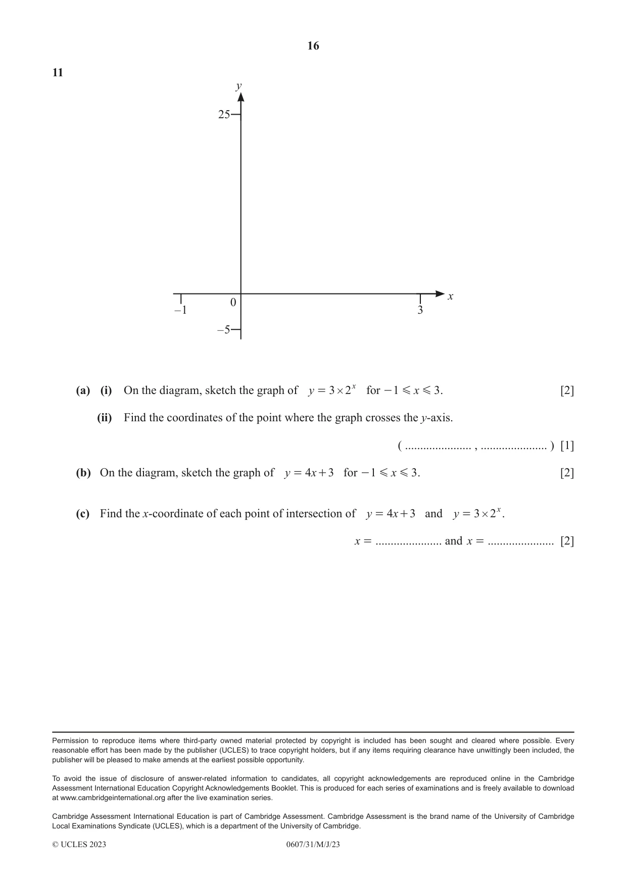 Cambridge IGCSE Mathematics - International 0607 2023 May/June Paper 3 · Variant 1 question paper, page 16 of 16
