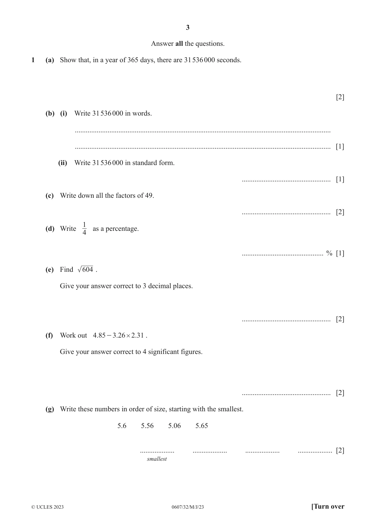Cambridge IGCSE Mathematics - International 0607 2023 May/June Paper 3 · Variant 2 question paper, page 3 of 16