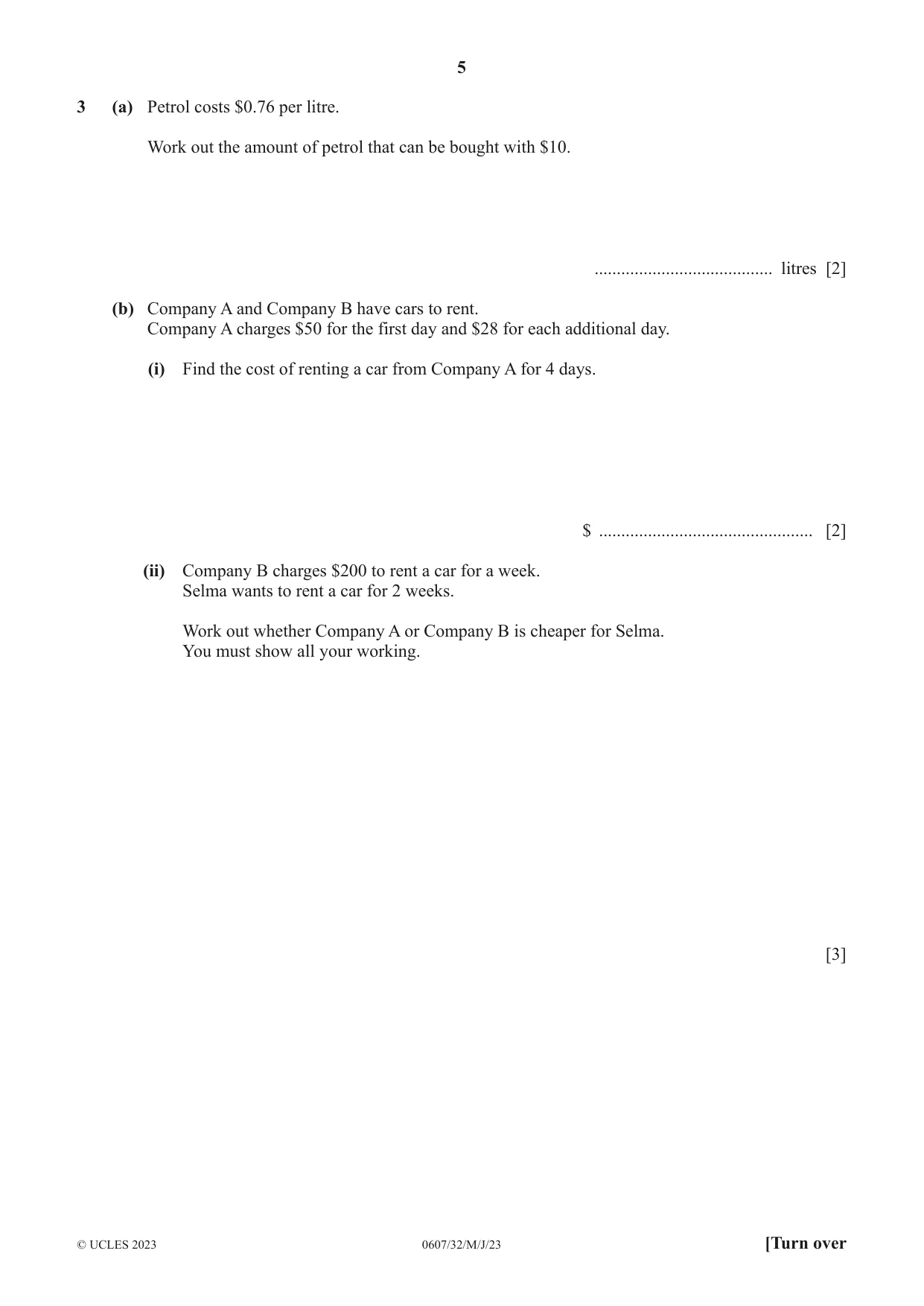 Cambridge IGCSE Mathematics - International 0607 2023 May/June Paper 3 · Variant 2 question paper, page 5 of 16