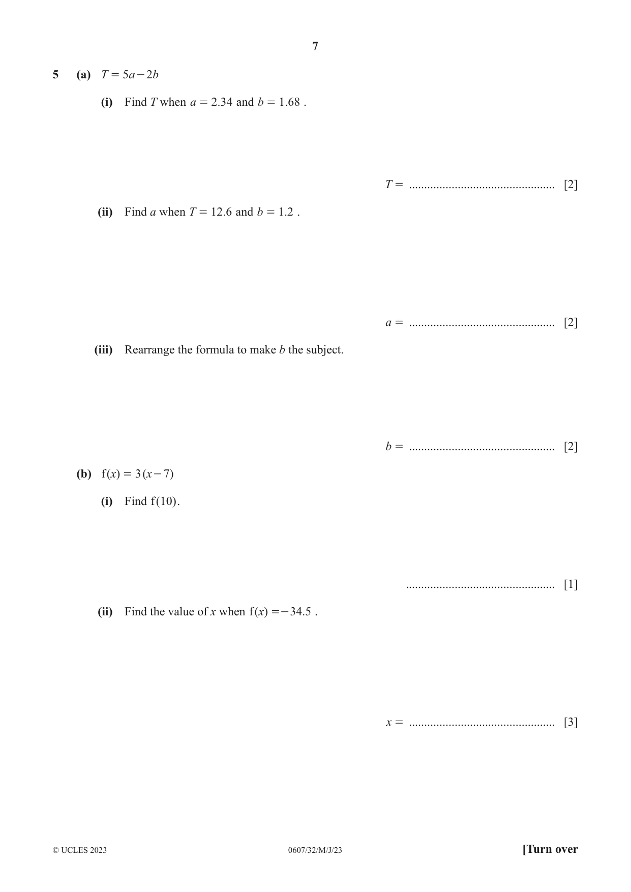 Cambridge IGCSE Mathematics - International 0607 2023 May/June Paper 3 · Variant 2 question paper, page 7 of 16