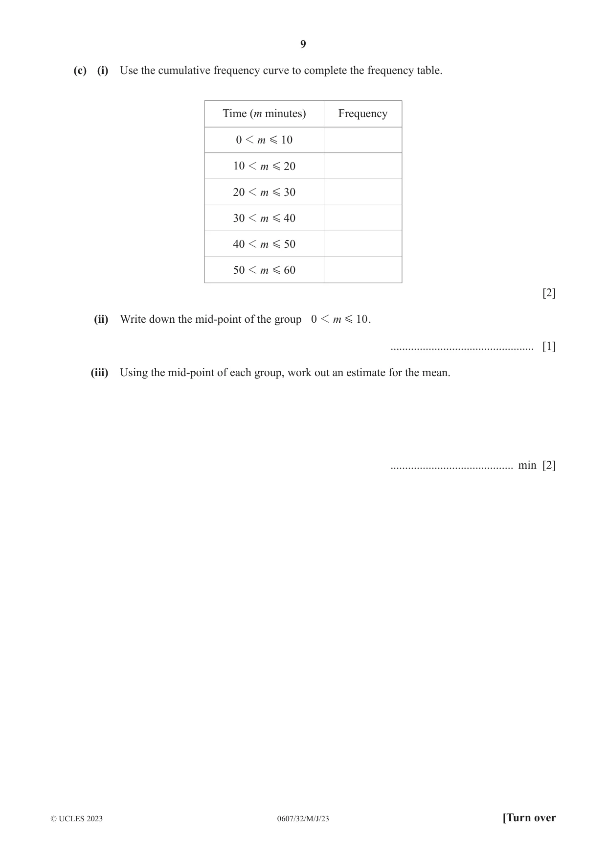 Cambridge IGCSE Mathematics - International 0607 2023 May/June Paper 3 · Variant 2 question paper, page 9 of 16