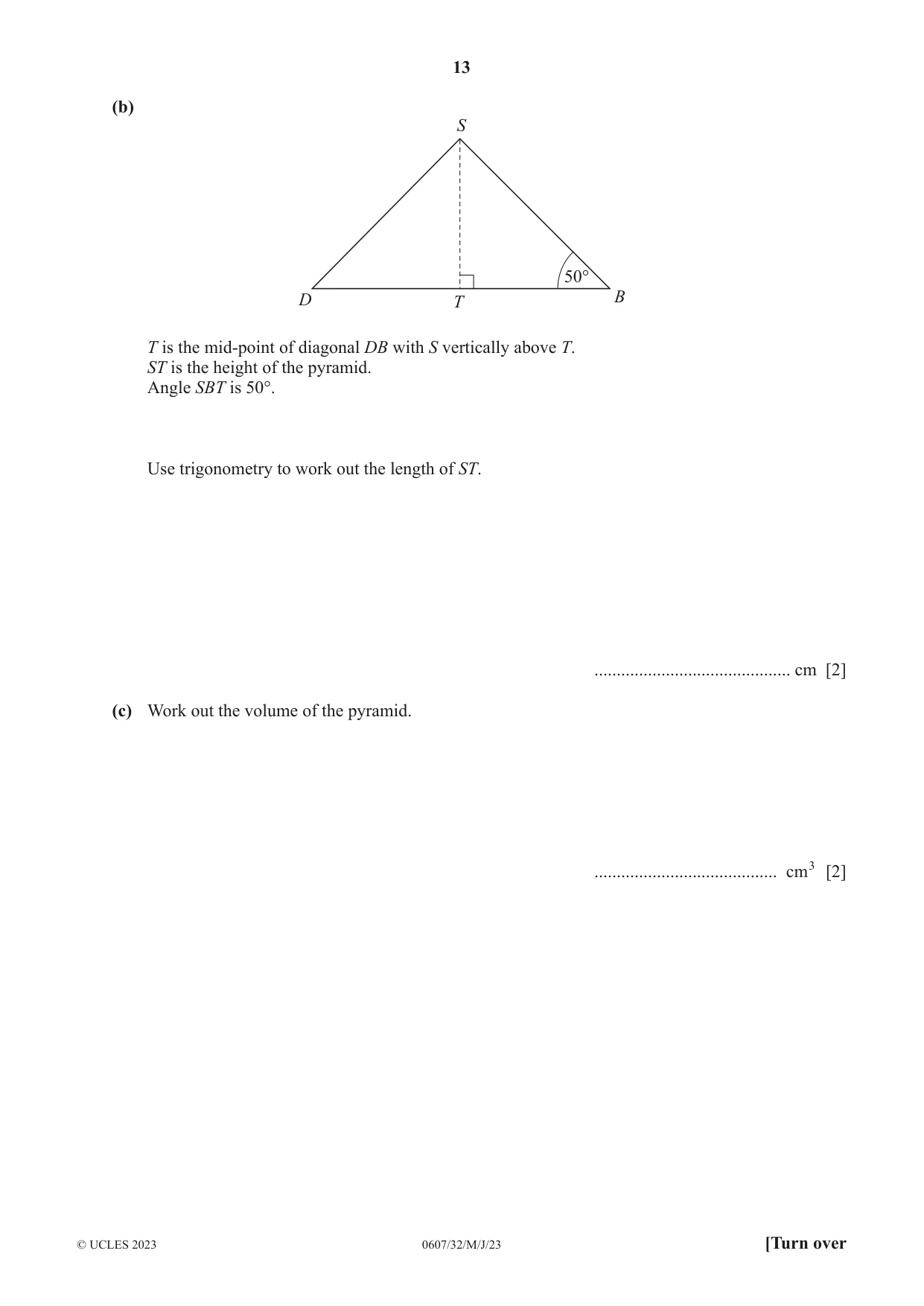 Cambridge IGCSE Mathematics - International 0607 2023 May/June Paper 3 · Variant 2 question paper, page 13 of 16
