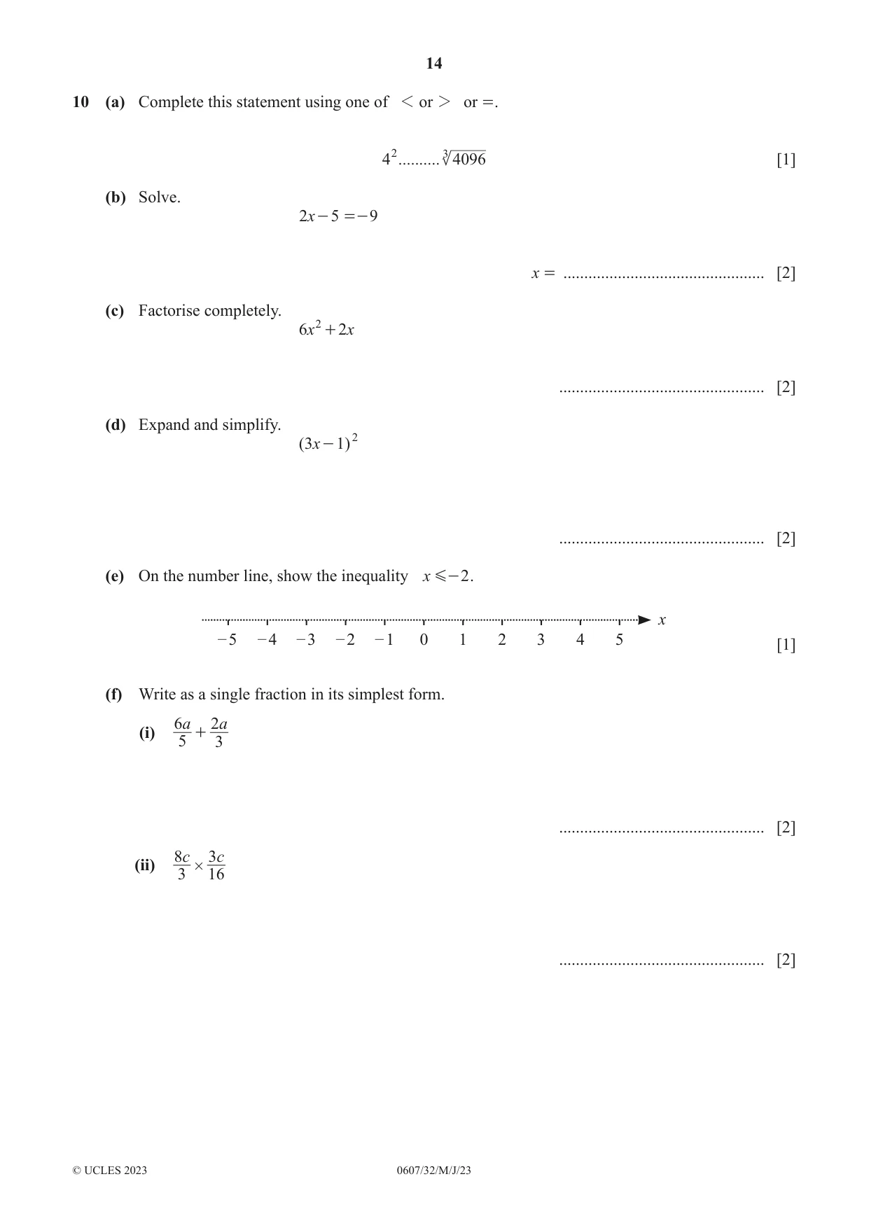 Cambridge IGCSE Mathematics - International 0607 2023 May/June Paper 3 · Variant 2 question paper, page 14 of 16