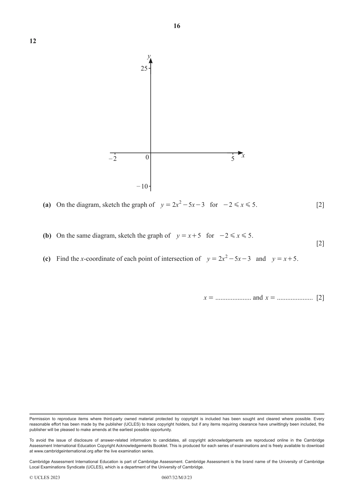 Cambridge IGCSE Mathematics - International 0607 2023 May/June Paper 3 · Variant 2 question paper, page 16 of 16