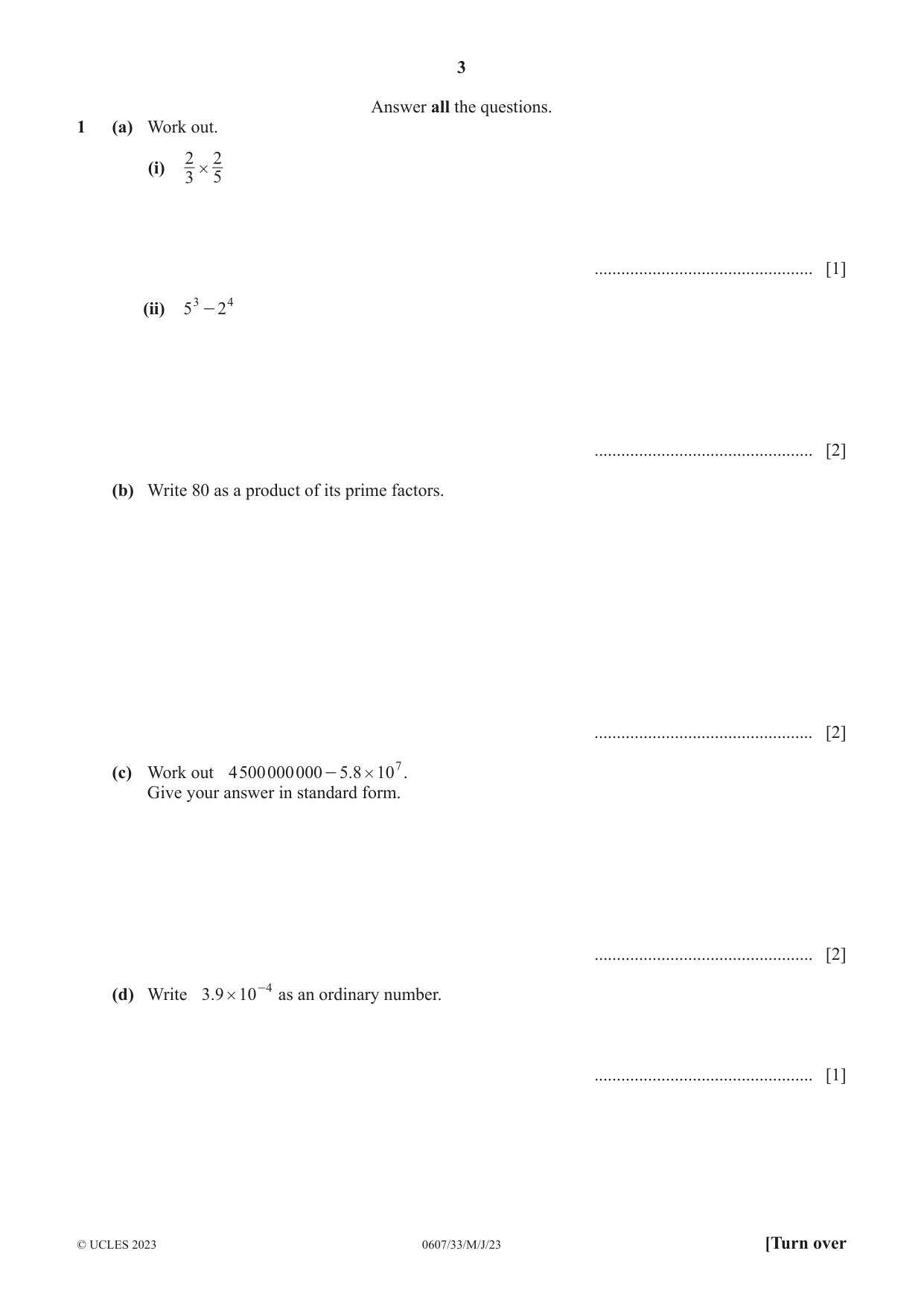Cambridge IGCSE Mathematics - International 0607 2023 May/June Paper 3 · Variant 3 question paper, page 3 of 20