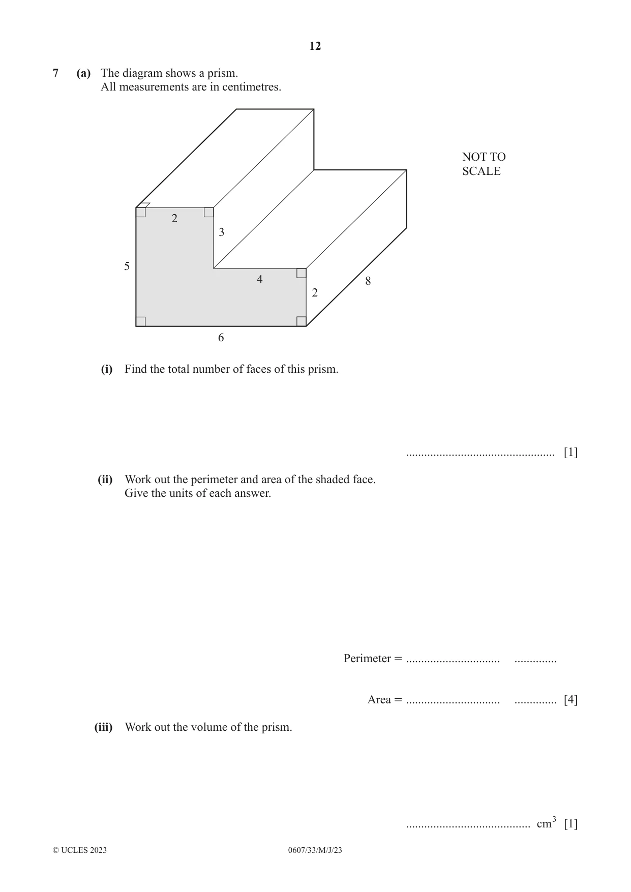 Cambridge IGCSE Mathematics - International 0607 2023 May/June Paper 3 · Variant 3 question paper, page 12 of 20