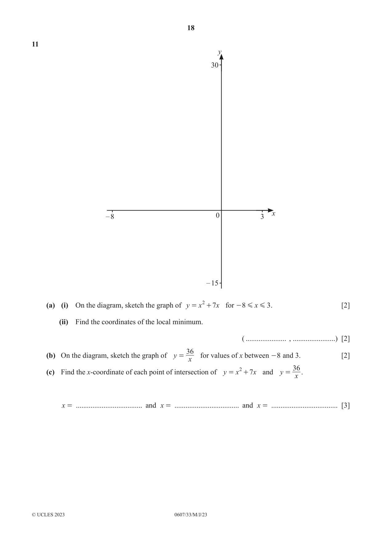 Cambridge IGCSE Mathematics - International 0607 2023 May/June Paper 3 · Variant 3 question paper, page 18 of 20