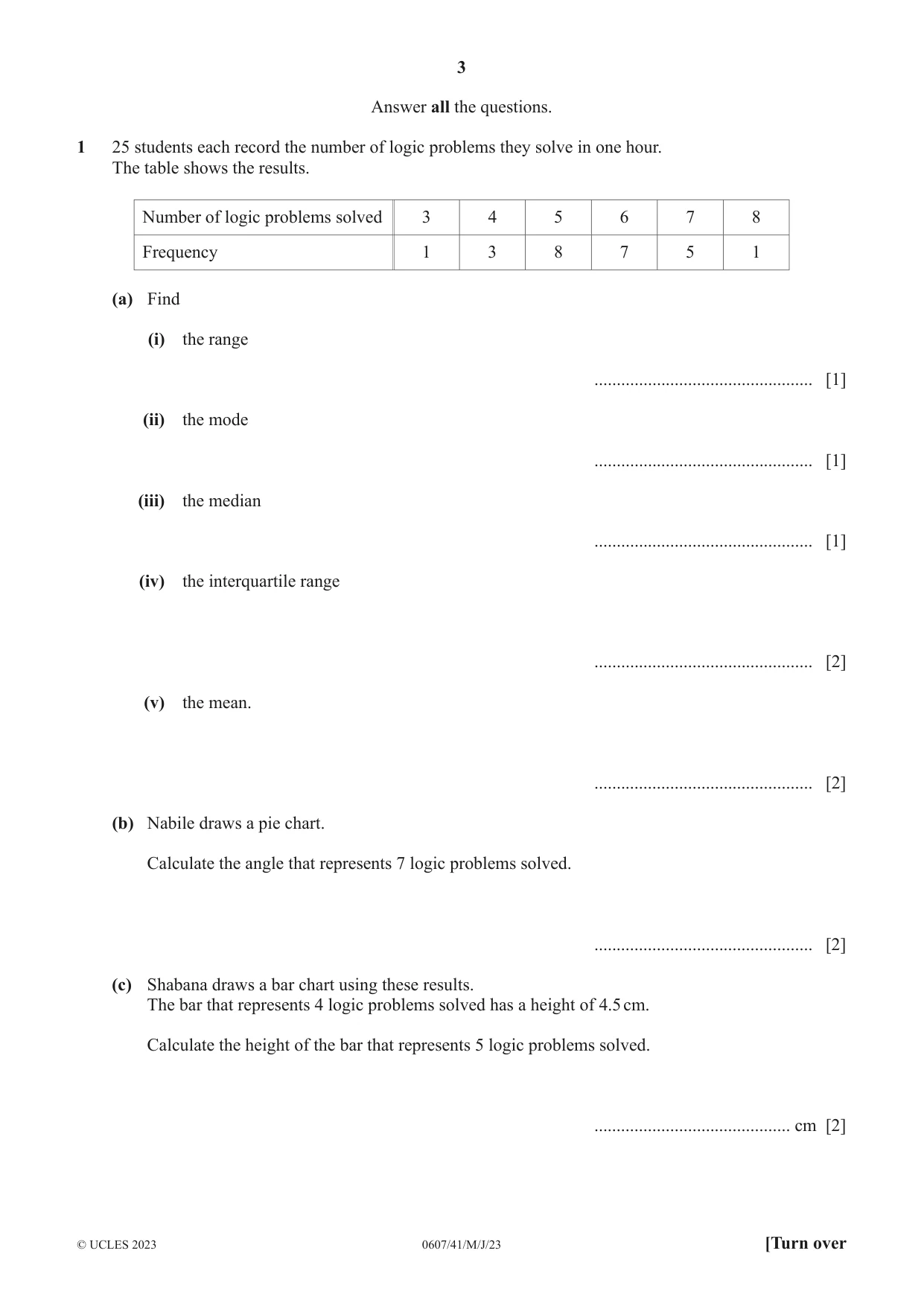 Cambridge IGCSE Mathematics - International 0607 2023 May/June Paper 4 · Variant 1 question paper, page 3 of 20