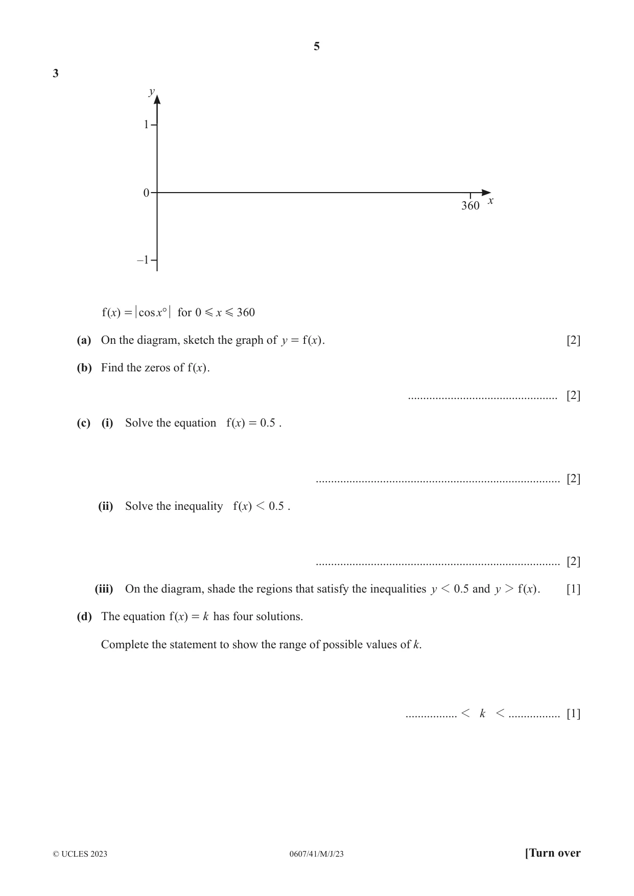 Cambridge IGCSE Mathematics - International 0607 2023 May/June Paper 4 · Variant 1 question paper, page 5 of 20