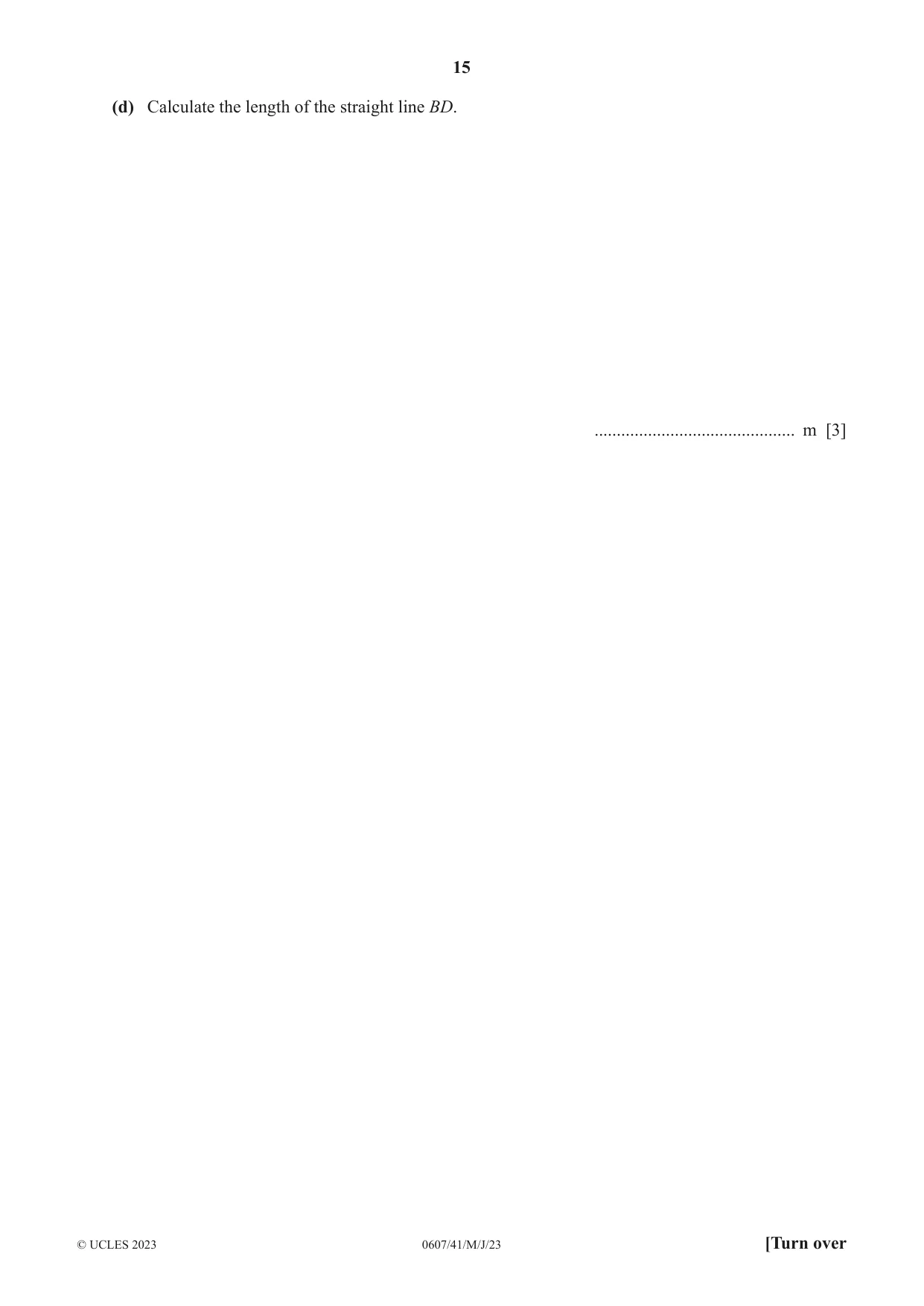 Cambridge IGCSE Mathematics - International 0607 2023 May/June Paper 4 · Variant 1 question paper, page 15 of 20