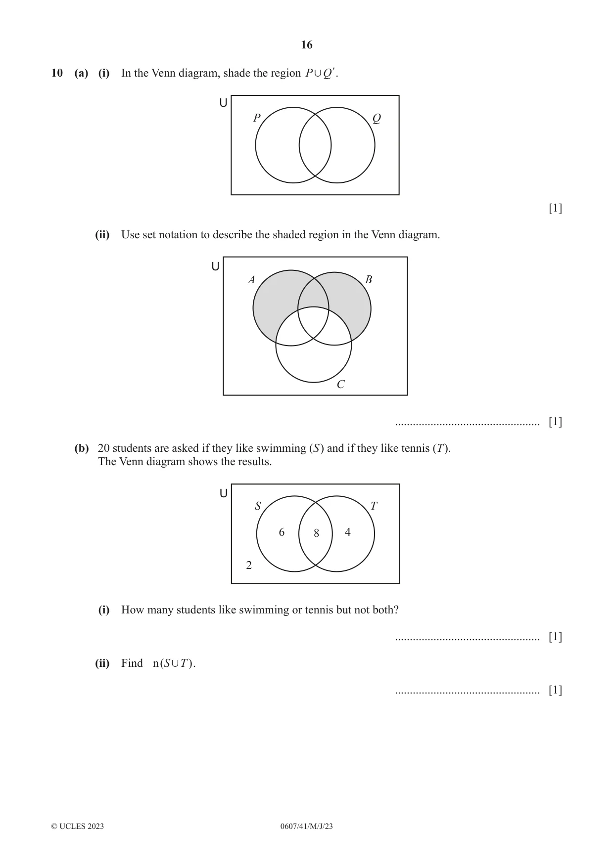 Cambridge IGCSE Mathematics - International 0607 2023 May/June Paper 4 · Variant 1 question paper, page 16 of 20