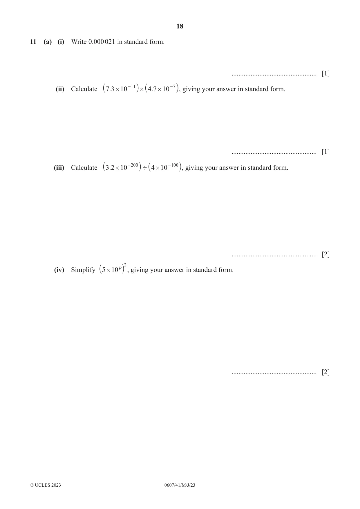 Cambridge IGCSE Mathematics - International 0607 2023 May/June Paper 4 · Variant 1 question paper, page 18 of 20
